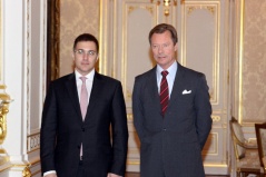 30 November 2012 National Assembly Speaker MA Nebojsa Stefanovic and Grand Duke Henri of Luxembourg